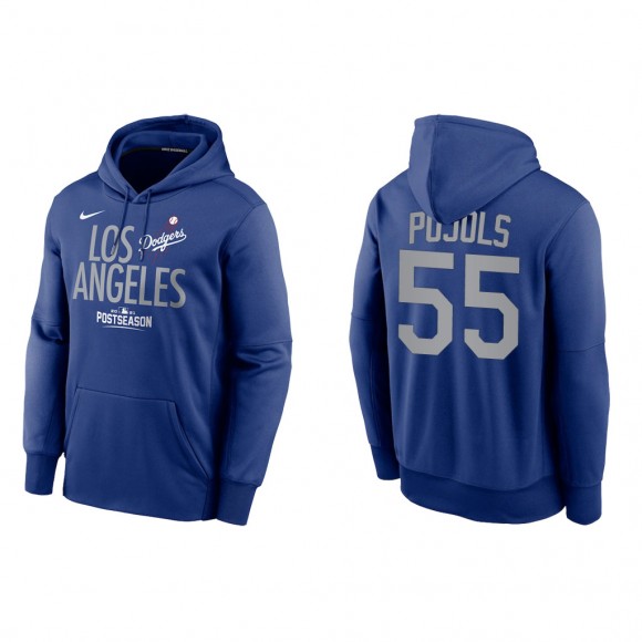 Albert Pujols Los Angeles Dodgers Royal 2021 Postseason Authentic Collection Dugout Pullover Hoodie