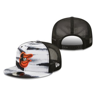 Baltimore Orioles Tie-Dye Wave Trucker 9FIFTY Snapback Hat White Black