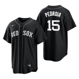 Red Sox Dustin Pedroia Black White 2021 All Black Fashion Replica Jersey