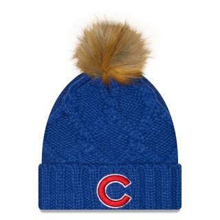 Chicago Cubs Women's Luxe Cuffed Knit Hat with Pom Royal