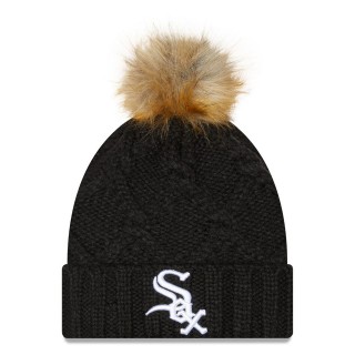 Chicago White Sox Women's Luxe Cuffed Knit Hat with Pom Black