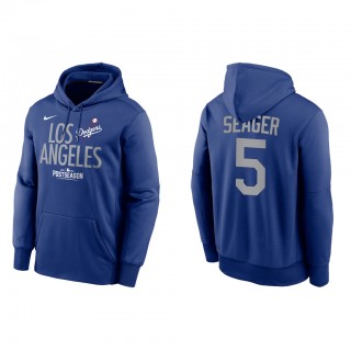 Corey Seager Los Angeles Dodgers Royal 2021 Postseason Authentic Collection Dugout Pullover Hoodie