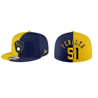 Freddy Peralta Brewers Gold Navy Split 59FIFTY Hat