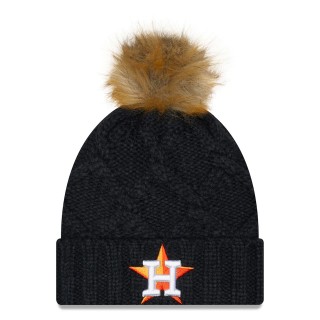 Houston Astros Women's Luxe Cuffed Knit Hat with Pom Navy