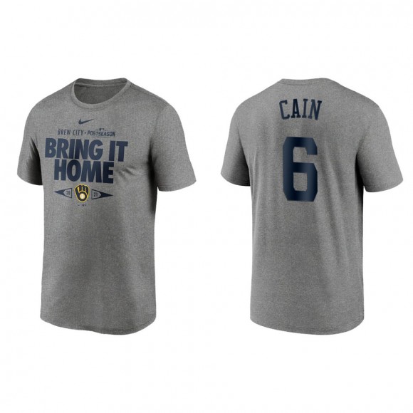 Lorenzo Cain Milwaukee Brewers Gray 2021 Postseason Proving Grounds T-Shirt