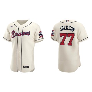 Men's Luke Jackson Atlanta Braves Nike Cream Alternate 2021 World Series 150th Anniversary Jersey
