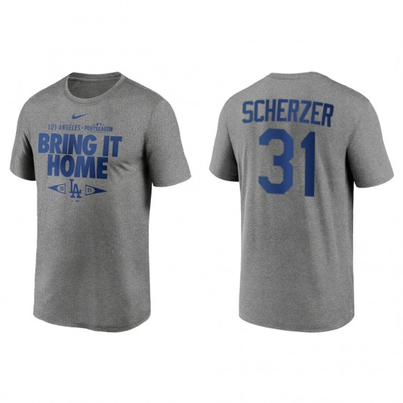 Max Scherzer Los Angeles Dodgers Gray 2021 Postseason Proving Grounds T-Shirt