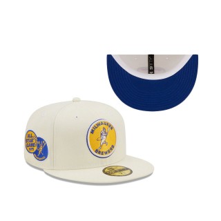 Milwaukee Brewers New Era 1975 All-Star Game Chrome Alternate Undervisor 59FIFTY Fitted Hat Cream