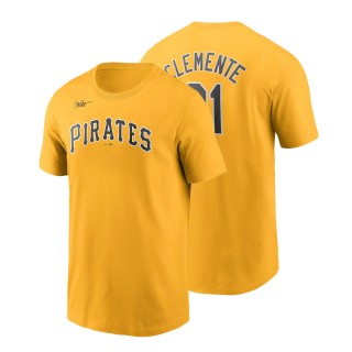 Pirates Roberto Clemente Nike Gold Cooperstown Collection T-Shirt