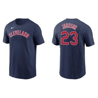 Men's Cleveland Indians Daniel Johnson Navy Name & Number T-Shirt