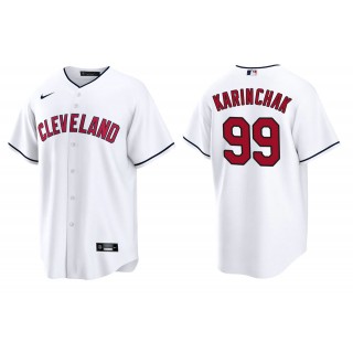 Men's Cleveland Indians James Karinchak White Replica Alternate Jersey