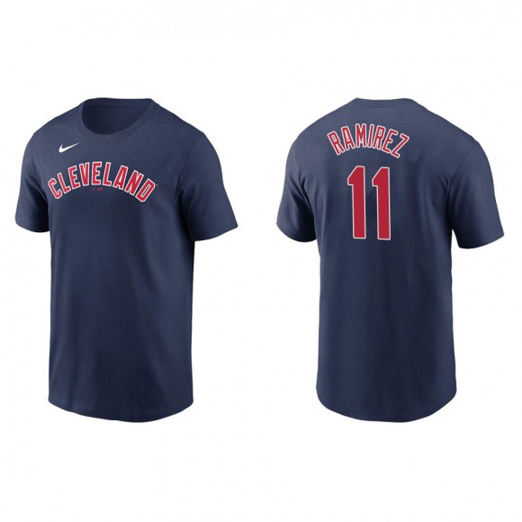 Men's Cleveland Indians Jose Ramirez Navy Name & Number T-Shirt