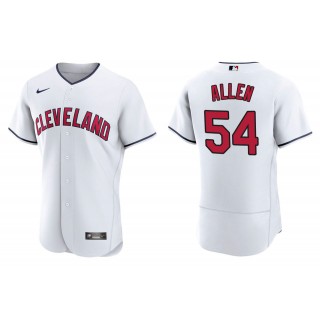 Men's Cleveland Indians Logan Allen White Authentic Alternate Jersey