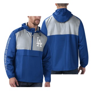 Men's Los Angeles Dodgers Royal Gray Lineman Hoodie Jacket