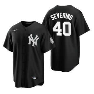 Men's New York Yankees Luis Severino Black White Replica Jersey