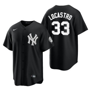 Men's New York Yankees Tim Locastro Black White Replica Jersey