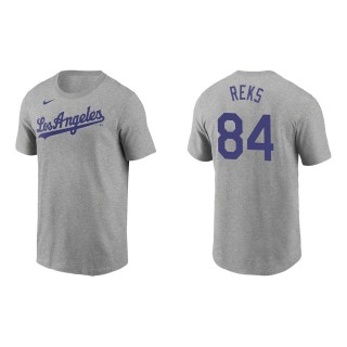 Men's Los Angeles Dodgers Zach Reks Gray Name & Number T-Shirt