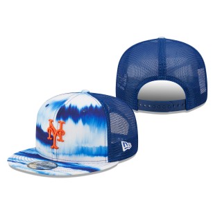 New York Mets Tie-Dye Wave Trucker 9FIFTY Snapback Hat White Royal