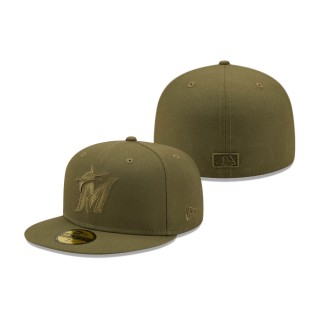 Miami Marlins Color Pack 59FIFTY Fitted Hat Olive