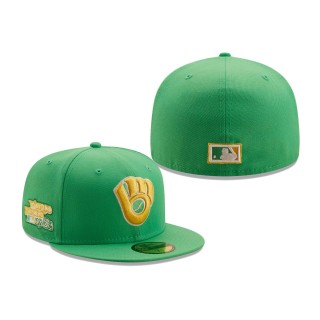 Milwaukee Brewers 1982 All-Star Game Side Patch Yellow Undervisor 59FIFTY Fitted Hat Kelly Green