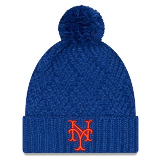 New York Mets Women's Brisk Cuffed Knit Hat with Pom Royal