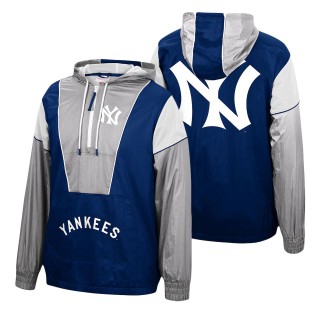 New York Yankees Navy Highlight Reel Windbreaker Half-Zip Hoodie Jacket