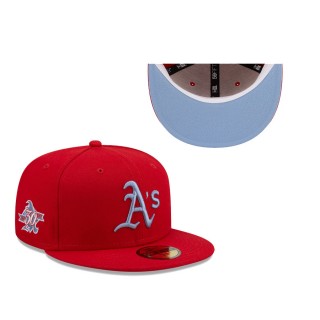 Oakland Athletics New Era 30 Years Blue Undervisor 59FIFTY Fitted Hat Scarlet