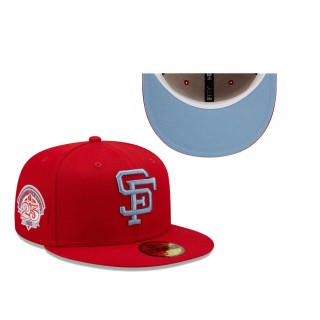 San Francisco Giants New Era 25 Years Blue Undervisor 59FIFTY Fitted Hat Scarlet