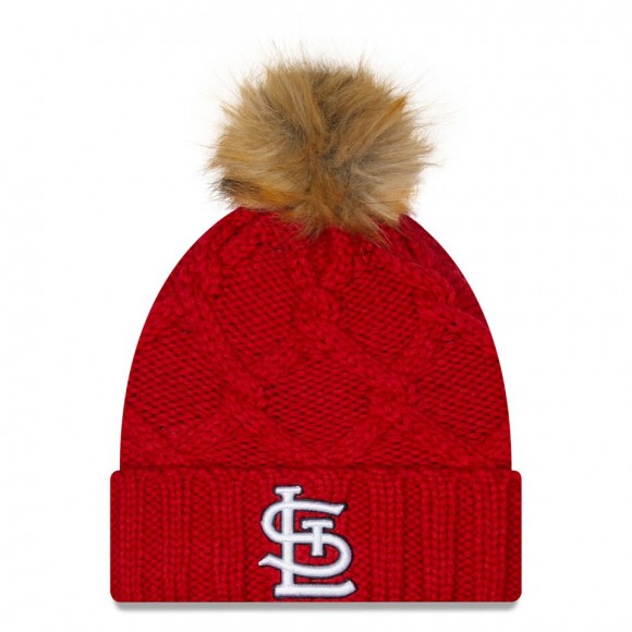 St. Louis Cardinals Women's Luxe Cuffed Knit Hat with Pom Red
