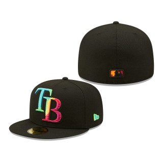 Tampa Bay Rays New Era Neon Fill 59FIFTY Fitted Hat Black