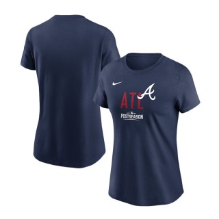 Women's Atlanta Braves Navy 2021 Postseason Authentic Collection Dugout T-Shirt