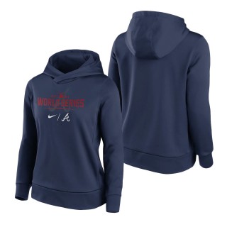 Women's Atlanta Braves Navy 2021 World Series Bound Authentic Collection Dugout Pullover Hoodie