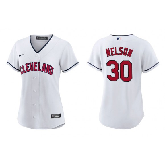 Women's Cleveland Indians Kyle Nelson White Replica Alternate Jersey