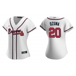 Women's Atlanta Braves Marcell Ozuna White Replica Home Jersey