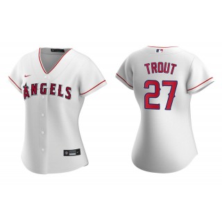 Women's Los Angeles Angels Mike Trout White Replica Home Jersey