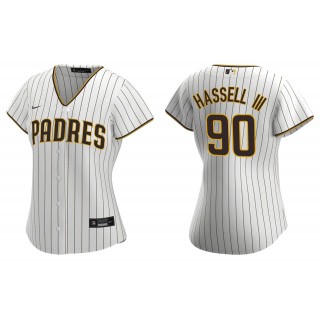 Women's San Diego Padres Robert Hassell III White Brown Replica Home Jersey