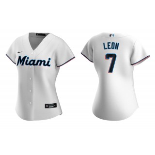 Women's Miami Marlins Sandy Leon White Replica White Jersey