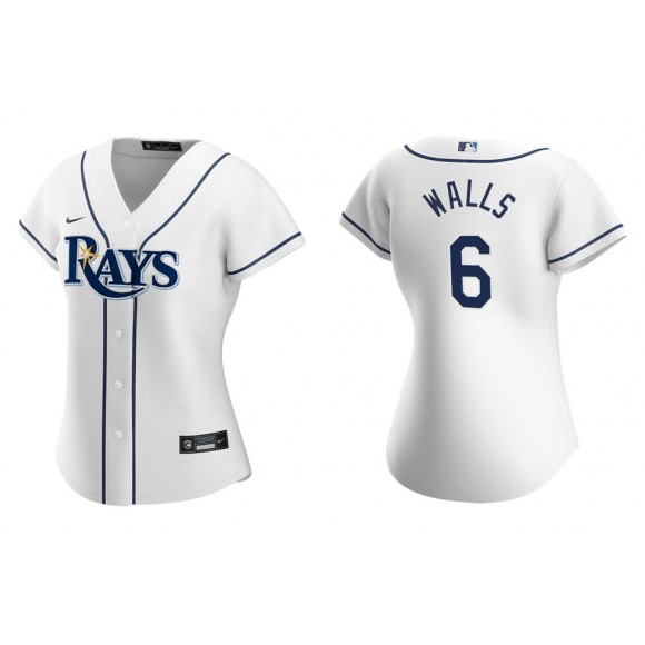 Women's Tampa Bay Rays Taylor Walls White Replica Home Jersey