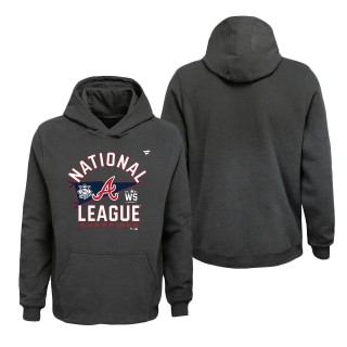 Youth Atlanta Braves Charcoal 2021 National League Champions Locker Room Pullover Hoodie