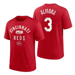 Men's Cincinnati Reds Albert Almora Jr Red 2022 Field of Dreams Lockup Tri-Blend T-Shirt