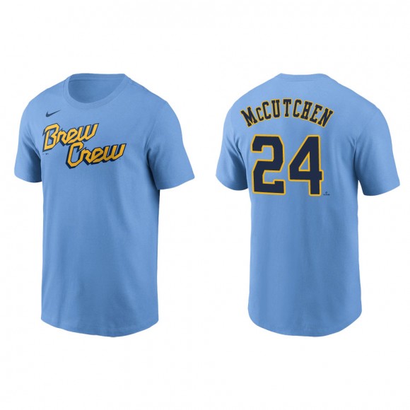 Andrew McCutchen Brewers Powder Blue 2022 City Connect Name & Number T-Shirt