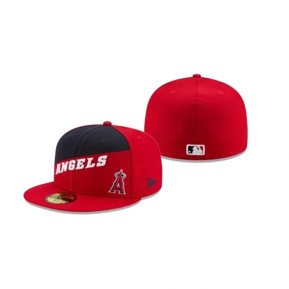 Angels Color Split Red 59FIFTY Fitted Hat