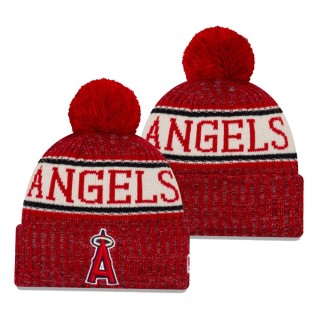 Los Angeles Angels Red Primary Logo Sport Cuffed Knit Hat with Pom