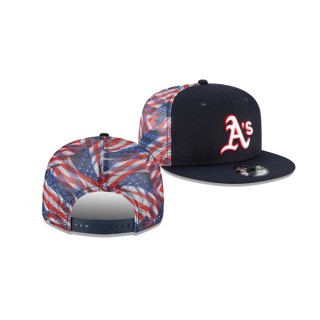 Oakland Athletics Navy Flag Mesh 9FIFTY Snapback Hat