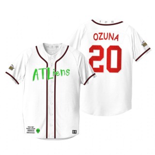 Atlanta Braves Marcell Ozuna White 25th Anniversary Outkast Atliens Jersey