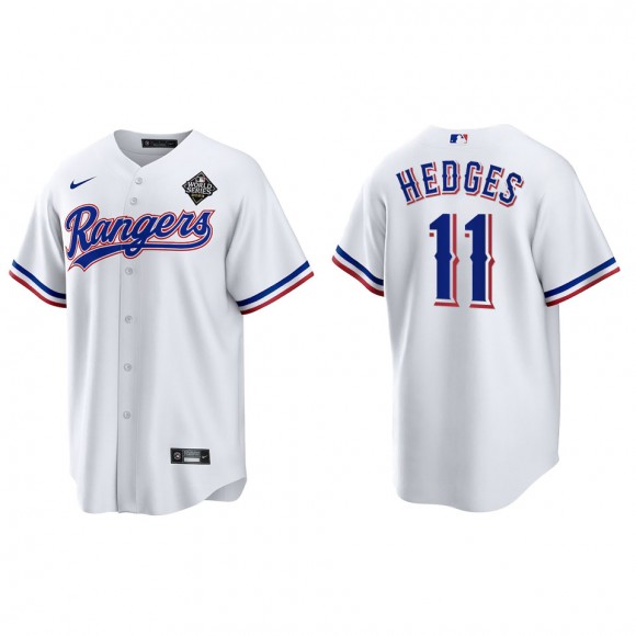 Austin Hedges Texas Rangers White 2023 World Series Replica Jersey