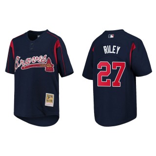 Austin Riley Atlanta Braves Mitchell & Ness Navy Cooperstown Collection Mesh Batting Practice Jersey