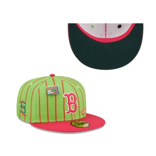 Boston Red Sox Pink Green MLB x Big League Chew Wild Pitch Watermelon Flavor Pack 59FIFTY Fitted Hat