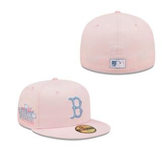 Men's Boston Red Sox Pink Sky Blue 2013 World Series Cooperstown Collection Undervisor 59FIFTY Fitted Hat