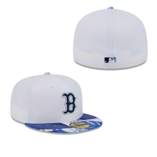 Boston Red Sox White Blue Flamingo 59FIFTY Fitted Hat